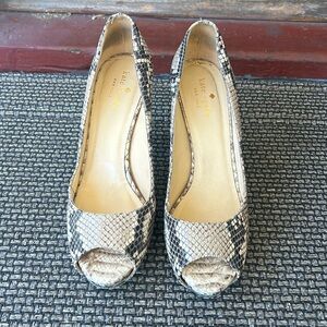 Neutral Embossed Python Heel Pumps